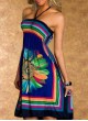 Multicolor Halter Style Mini Dress 